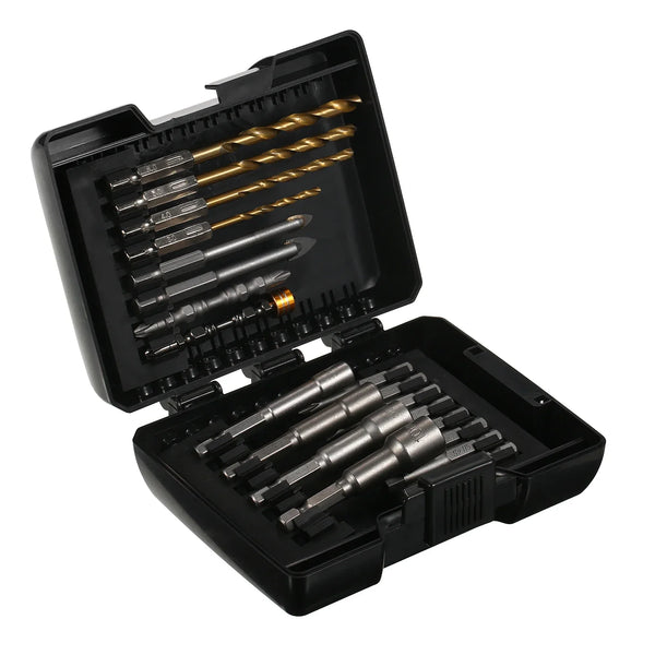 The 15PCS Drill & Screwdriver Bit Set is a compact, versatile kit designed for power tools, ideal for drilling into wood, metal, steel, and handling security screws. It’s perfect for DIY tasks, furniture assembly, and gener