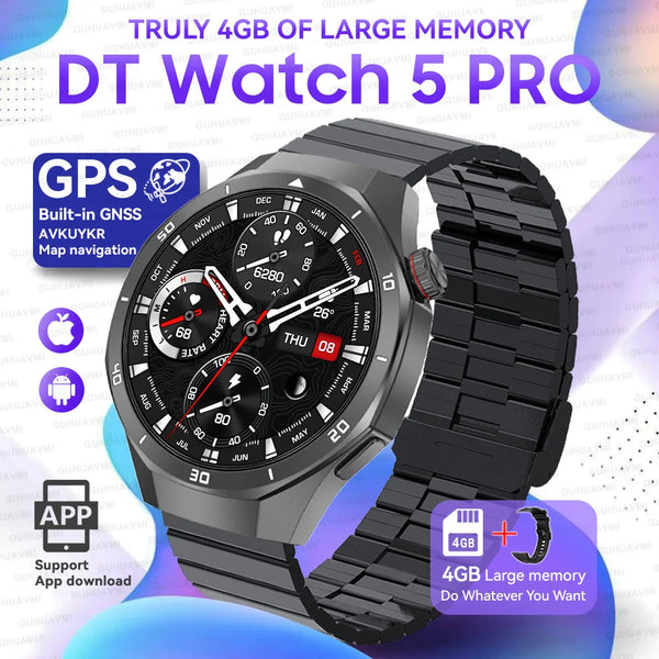 2025 For Android iOS Watch DT5pro Smart Watch 4GB Big Memory GPS Navigation MP3/MP4 Player APP Download Sports trackr Smartwatch