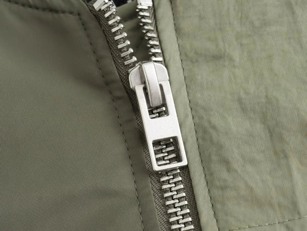 Women's Oversized Army Green Bomber Jacket – Streetwear Patchwork Style with Zipper Pockets, 2025 Fall/Winter Fashion