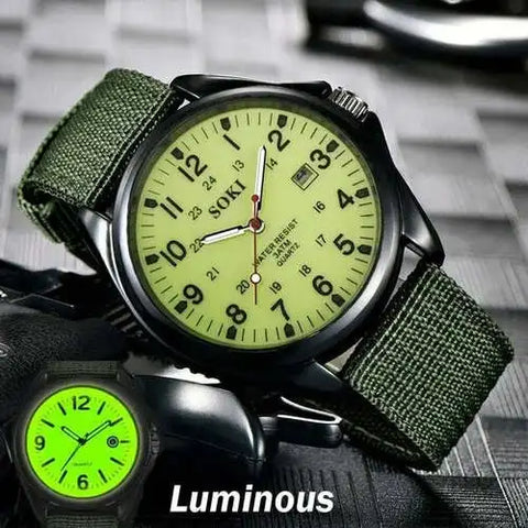 Military Watch for Men Top Quality Luxury Brand Quartz Mens Watches Luminous Canvas Band Relogio Masculino Fashion Male Clock