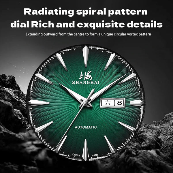Shanghai Men's Luxury Automatic Watch – Sapphire, Double Calendar, Waterproof