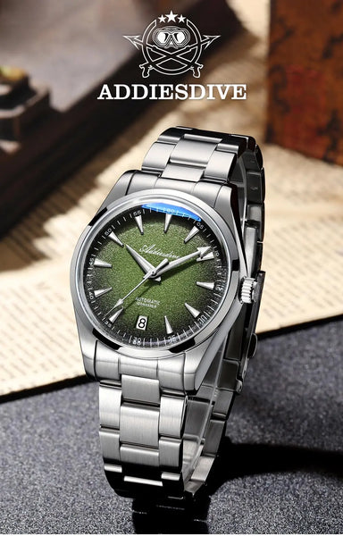 ADDIESDIVE Men's Automatic Mechanical Watch – Japan 8215 Movement, Bubble Mirror Glass, Super Luminous Luxury Dress Timepiece