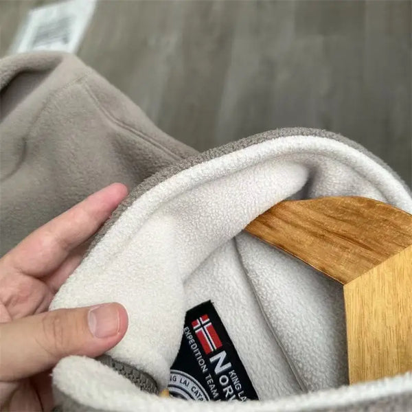 Norway Men’s Winter Fleece Jacket Coat – Thick Warm Casual Zip-Up, Stand Collar, Ameika Style