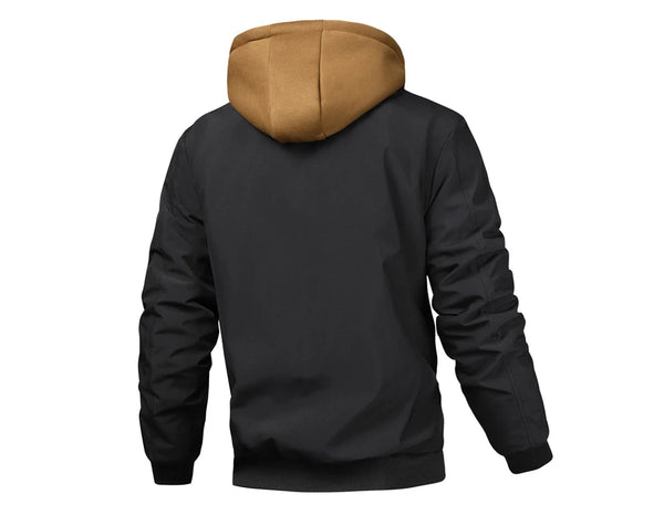Men's Warm Bomber Jacket – Autumn Winter Hooded Windbreaker, Hiking Parka, Thermal Zip