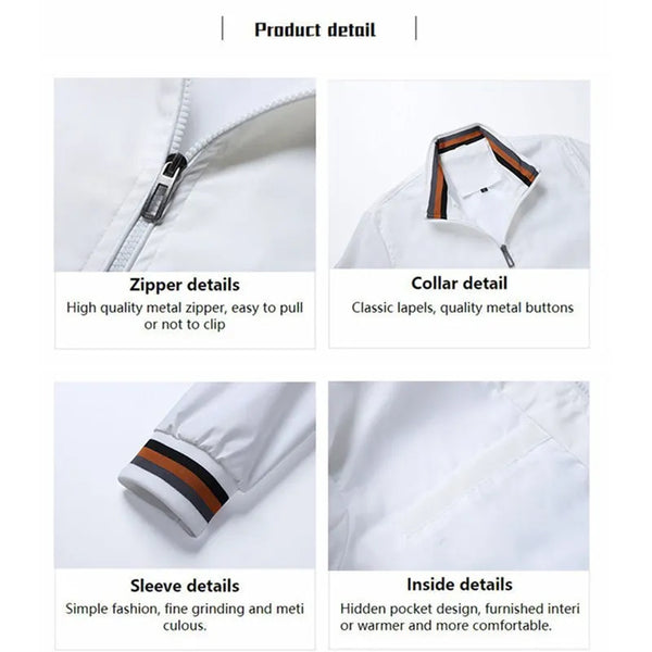 Men's Waterproof Bomber Jacket – Stand Collar Windbreaker Zip-Up Sports Coat for Autumn & Winter Outdoor Wear