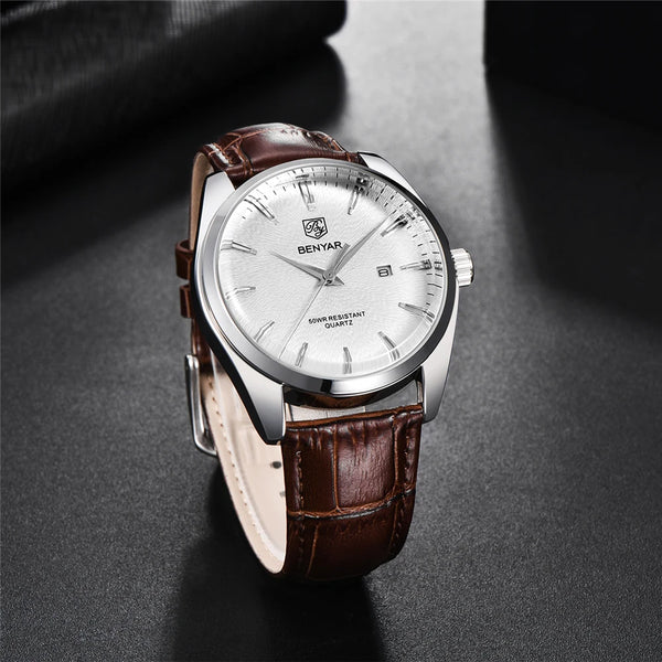 2021 New BENYAR Design Top Brand Luxury Watch men’s Quartz Watch fashion simple moisture-proof business leather watch