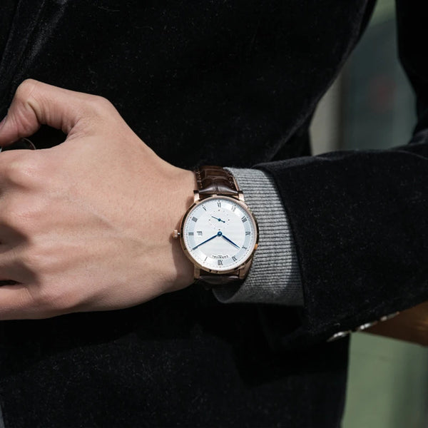 Carnival Men’s Luxury Watch – Automatic Mechanical, Waterproof, Rose Gold/Silver, Calendar