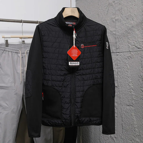 Men's Norway Winter Cotton Jacket – Outdoor Stand Collar Spliced Casual Coat, Warm Padded Outerwear