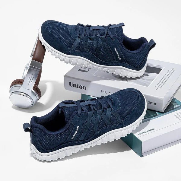 HOBIBEAR Wide Toe Walking Shoes – Non-Slip Mesh Sneakers for Men & Women, Breathable Lace-Up Outdoor Running Footwear