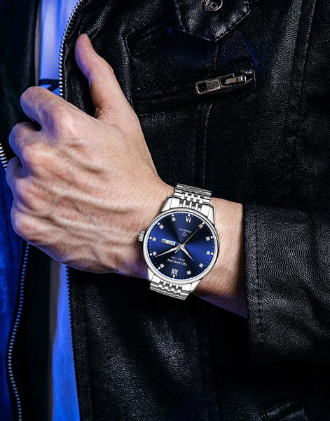 GUANQIN Men's Luxury Quartz Watch – Dual-Language Date, Waterproof, Luminous