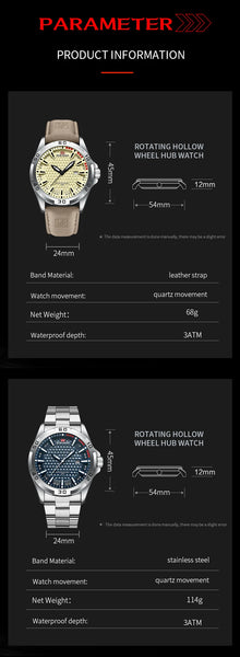 VA VA VOOM Men's Sport Quartz Watch – Military Style, Calendar, Waterproof, Leather