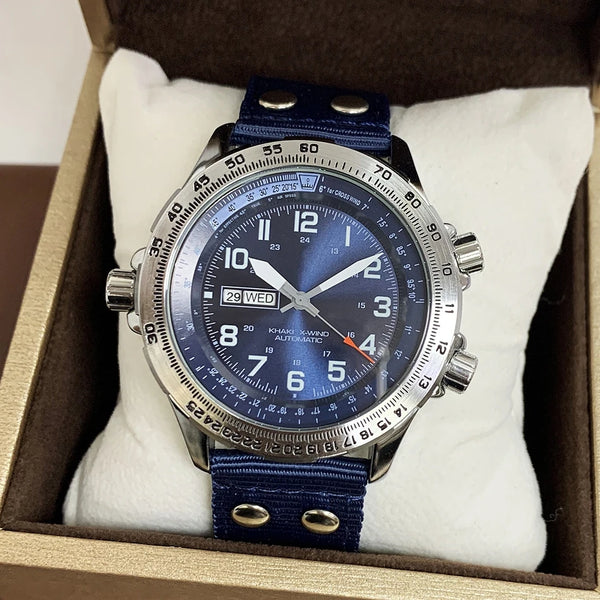 Men’s Military Watch – Double Calendar, Luminous, Camouflage Strap, Army Green, Black/Blue, Quartz