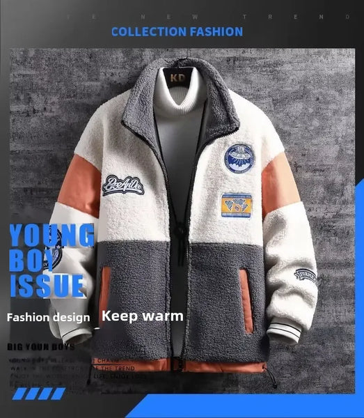 Men’s Casual Wool Jacket – Loose Fit, Shake Fleece, Korean-Inspired Warmth