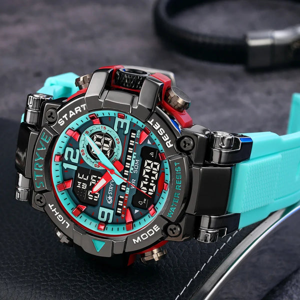 New STRYVE Watch for Men's High Quality Digital-Analog Dual Movement 5ATM Waterproof Watches Fashion Sports Men's Watch 8025