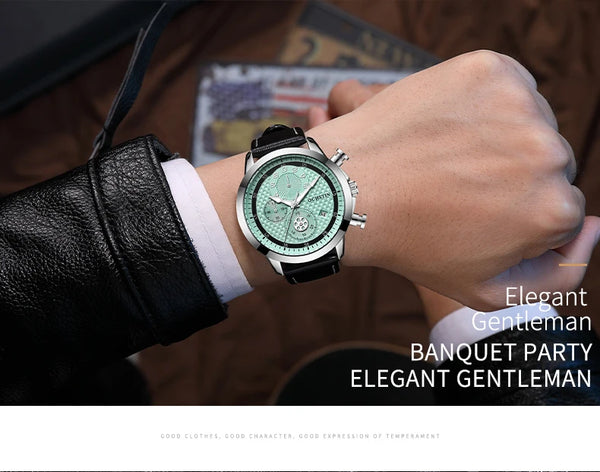 OCHSTIN Men’s Quartz Chronograph Watch – Waterproof, Leather Strap, Luminous Hands, Luxury Wristwatch