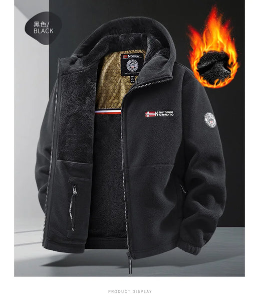 Men’s Winter Lamb Wool Jacket Retro Sports Style Thick Warm Plus Size Casual Coat