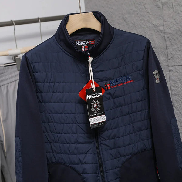Men's Norway Winter Cotton Jacket – Outdoor Stand Collar Spliced Casual Coat, Warm Padded Outerwear