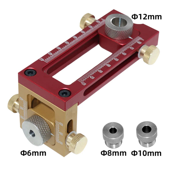 2 In 1 Drill Guide Doweling Jig Bed Cabinet Screw Punch Locator Woodworking Hole Drill Bit Set 5-Hole 6/8/10/12/15mm Pin Fixture