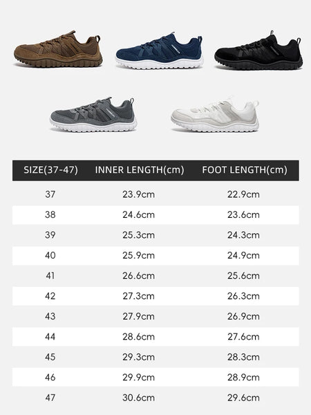 HOBIBEAR Wide Toe Walking Shoes – Non-Slip Mesh Sneakers for Men & Women, Breathable Lace-Up Outdoor Running Footwear