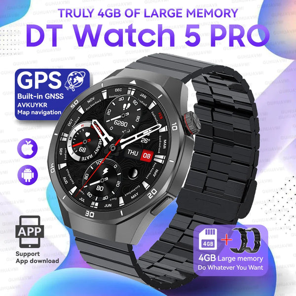 2025 For Android iOS Watch DT5pro Smart Watch 4GB Big Memory GPS Navigation MP3/MP4 Player APP Download Sports trackr Smartwatch