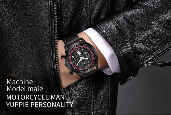 OCHSTIN Men’s Quartz Chronograph Watch – Waterproof, Leather Strap, Luminous Hands, Luxury Wristwatch