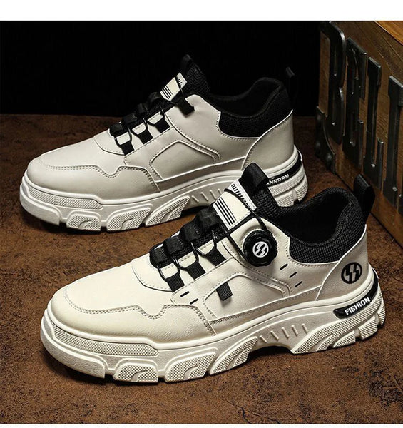 Men's Summer Casual Leather Sneakers – Soft Platform Board Shoes, Comfortable Lightweight Fashion Footwear