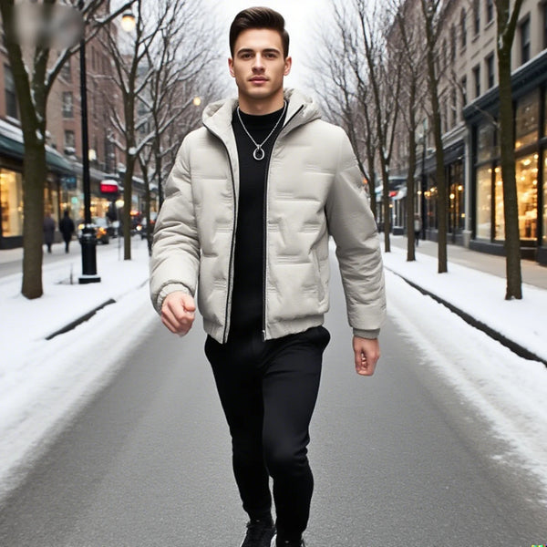 Men's Slim Fit Cotton Bomber Jacket – Thicken Padded Streetwear for Autumn & Winter