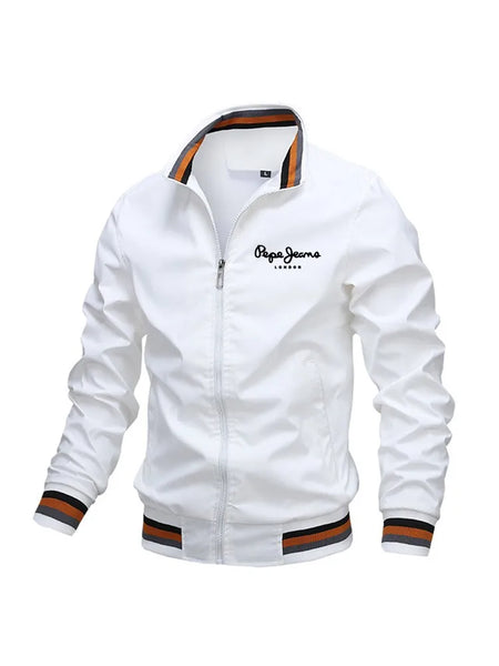 Men's Waterproof Bomber Jacket – Stand Collar Windbreaker Zip-Up Sports Coat for Autumn & Winter Outdoor Wear