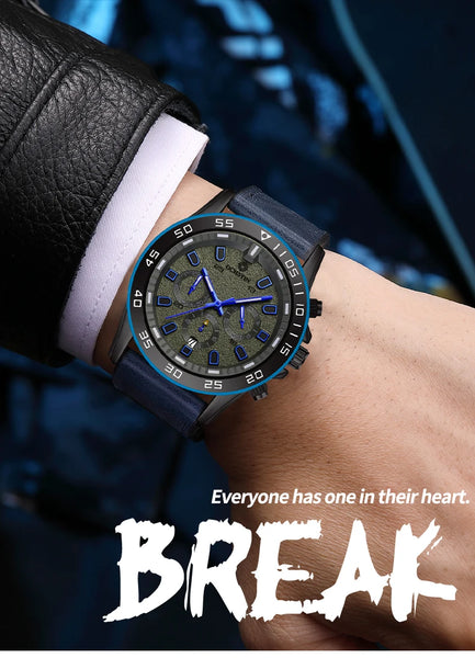 OCHSTIN Men’s Quartz Watch – Waterproof, Leather Strap, 24-Hour Display, Multifunction Classic Wristwatch