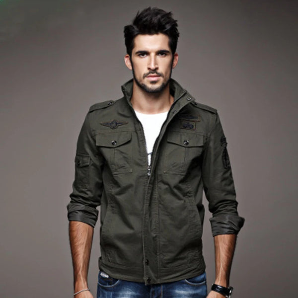 Air Force One Inspired Cargo Jacket – Men’s Army Style, M–6XL Sizes