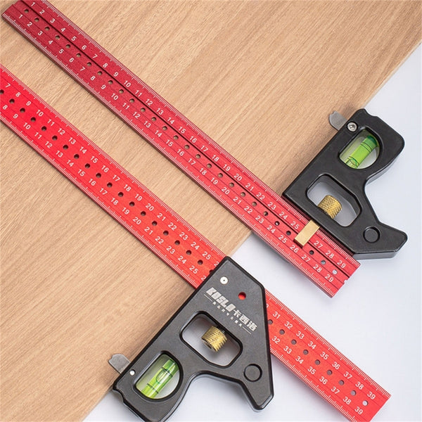 Heavy Duty Woodworking Combination Angles Ruler Aluminum Alloy Ruler 90/45 Degree Measuring Tool with Level & Needle
