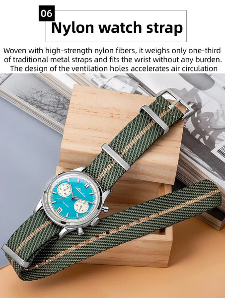 ADDIESDIVE Top Brand Man Watch BGW9 Super Luminous 10Bar Waterproof Bubble Mirror Glass VK64 Chronograph Quartz Steel Wristwatch