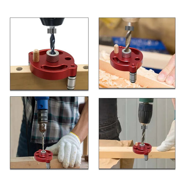 3-10mm Dowel Jig Kit - Self Centering Drill Guide Locator with 8 Steel Bushing -Woodworking Aluminum Alloy Hole Puncher