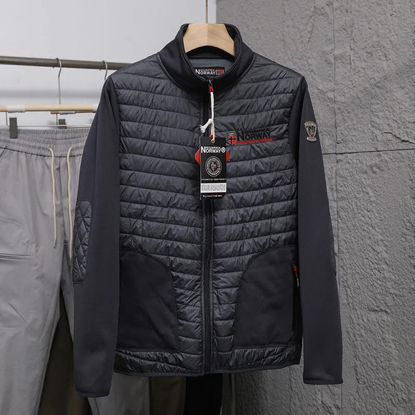 Men's Norway Winter Cotton Jacket – Outdoor Stand Collar Spliced Casual Coat, Warm Padded Outerwear