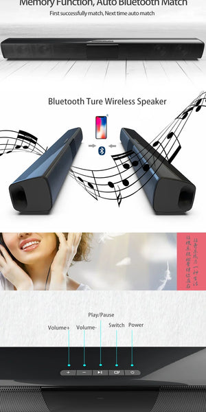 Super Powerful Sound Bar Portable Wireless Bluetooth Speaker Surround Stereo Home TV Sound Box Subwoofer FM Radio caixa de som