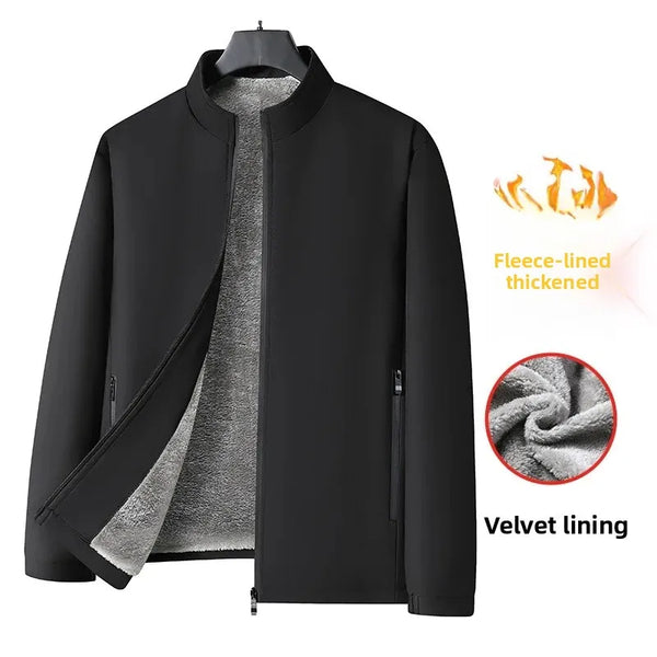 Thickened Fleece Jacket for Men – Ideal for Middle-Aged & Elderly Comfort