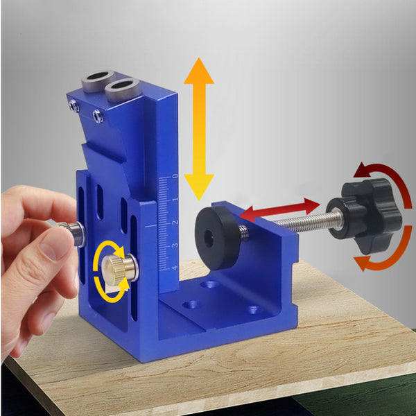 Pocket Hole Drill Guide Dowel Jig, Aluminium Oblique Hole Locator Drilling Kit Woodworker DIY Tools with 9mm Drill Bit