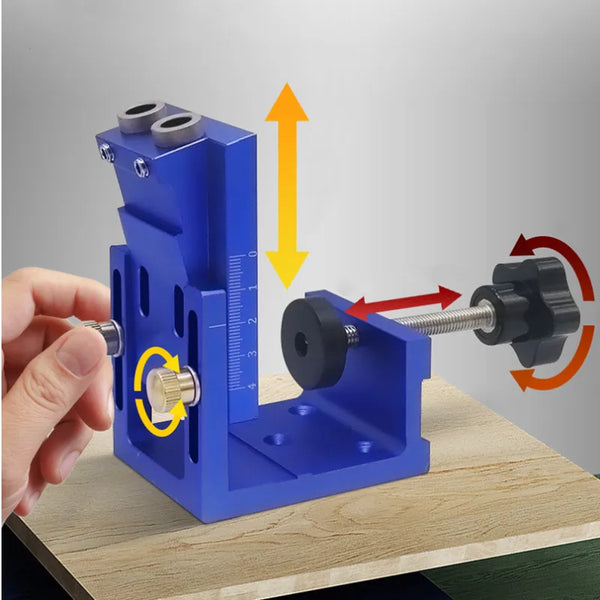 Pocket Hole Drill Guide Dowel Jig, Aluminium Oblique Hole Locator Drilling Kit Woodworker DIY Tools with 9mm Drill Bit