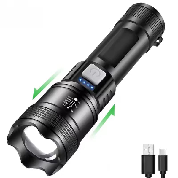 5000LM Powerful P70 Led Flashlights Ultra Bright Tactical Light Emergency Spotlights Telescopic Zoom Light Built-in Battery