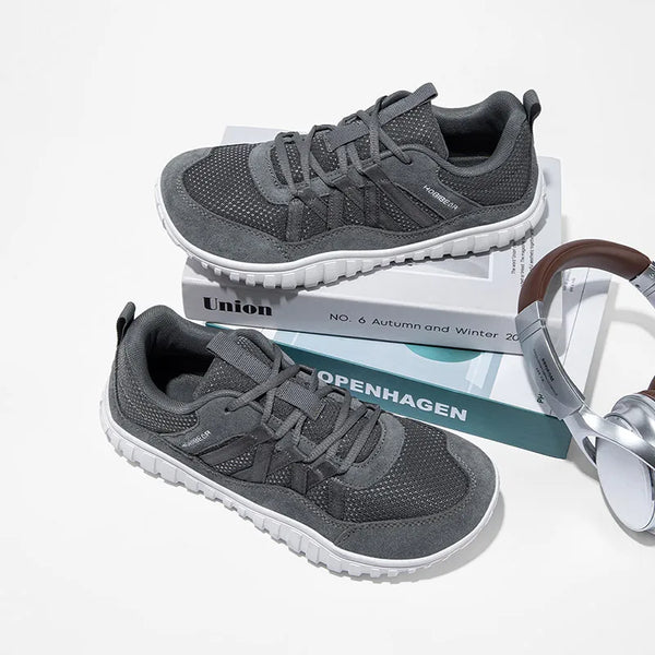 HOBIBEAR Wide Toe Walking Shoes – Non-Slip Mesh Sneakers for Men & Women, Breathable Lace-Up Outdoor Running Footwear