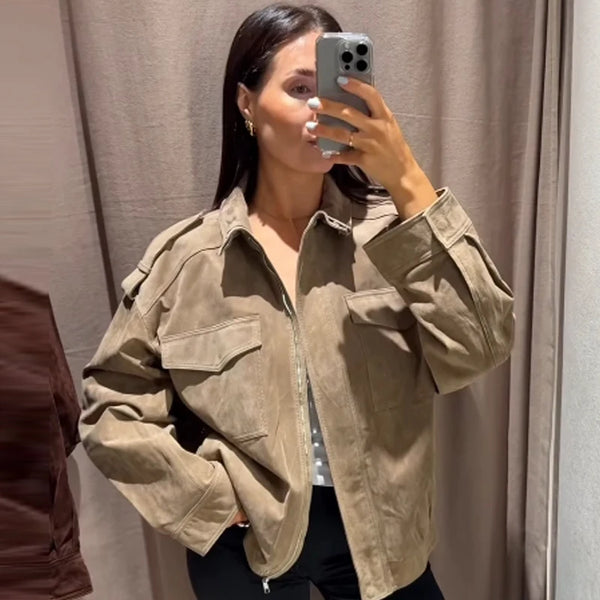 HXAO Leather Jacket Women Autumn Oversized Bomber Jacket New In Coats & Jackets Stand Collar Long Sleeve Tops Fashion Outerwear