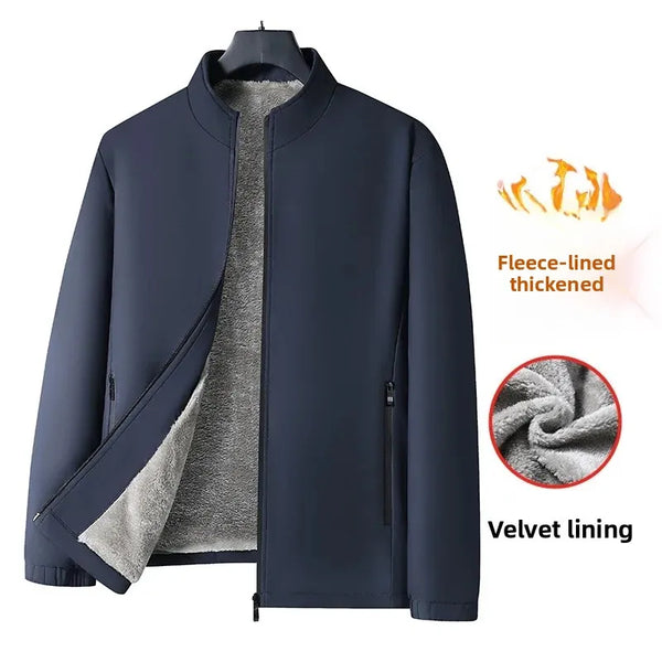 Thickened Fleece Jacket for Men – Ideal for Middle-Aged & Elderly Comfort