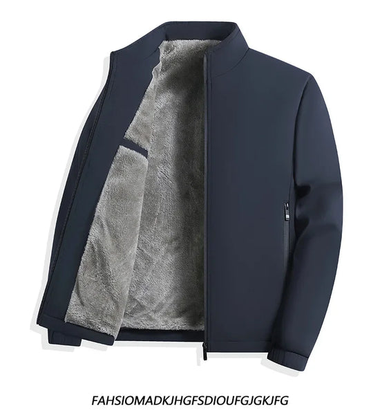Thickened Fleece Jacket for Men – Ideal for Middle-Aged & Elderly Comfort