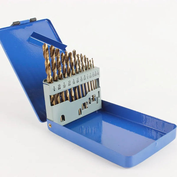 13Pcs Cobalt Drill Bits Set 1/16-1/4 inch, M35  Twist Jobber Length for Hardened Metal, Stainless Steel, Cast Iron and Wood