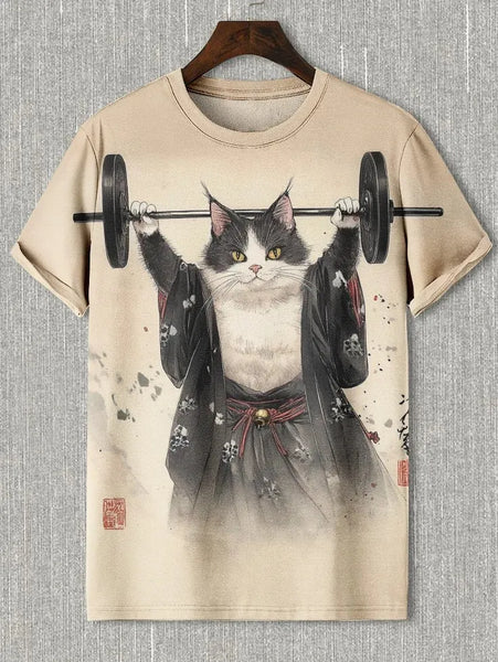 3D Japanese Ukiyo-e Graphic Tee – Casual O-Neck Shirt for Men