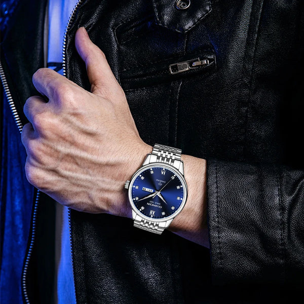 GUANQIN Men's Luxury Quartz Watch – Dual-Language Date, Waterproof, Luminous