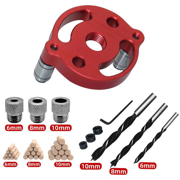 3-10mm Dowel Jig Kit - Self Centering Drill Guide Locator with 8 Steel Bushing -Woodworking Aluminum Alloy Hole Puncher