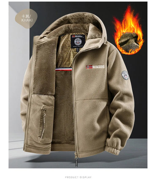 Men’s Winter Lamb Wool Jacket Retro Sports Style Thick Warm Plus Size Casual Coat