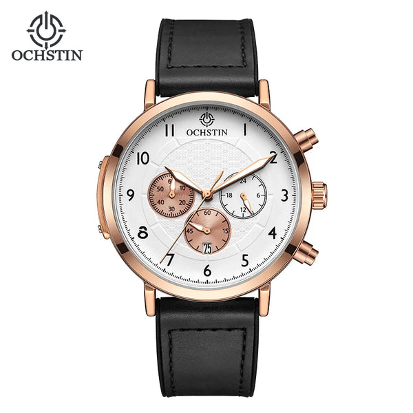 OCHSTIN Commander Men’s Watch – Quartz Movement, Magnetic Buckle, Waterproof, Leather-Rubber Strap