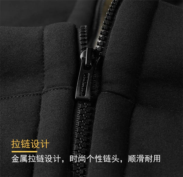 Unisex Winter Lambswool Hoodie Jacket – Thick Warm Fleece, Zipper, Black, Casual Coat